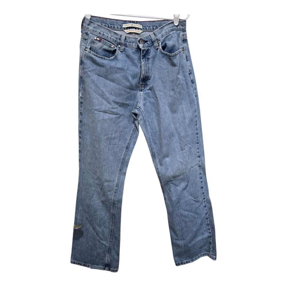 Tommy Hilfiger Bootcut Jeans Womens 8 Light Wash Raw Hem